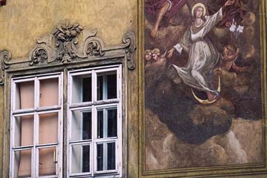 Baroque house with original mural in Prague